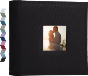 Photo Album With Front Window, Holds 200 4x6 Photos, Acid Free PVC Free Pages With Memo Space, For Wedding Family Baby Travel, Black, 6 in