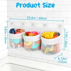 3 Compartment Bath Toy Organizer, 60.5 x 24.9 x 11.9 cm