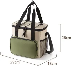 Insulated Lunch Bag Large Capacity Leakproof Cooler Bag with Front Pocket and Mesh Side Pockets for Pizza Picnic Beach Camping, Pink