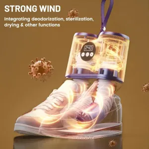 Portable Electric Shoe Dryer with Digital Timer and Telescopic Tubes, Fast Drying for Boots, Shoes, Socks and Gloves, White
