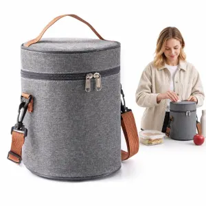 Lunch Bag 6L Foldable Cooler Bag with Aluminum Foil Insulation for Work, School and Picnic, Grey