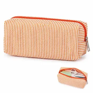 Large Capacity Pencil Case Polyester Pen Pouch Durable Stationery Bag for School and Office Orange, 21x7.5x8 cm