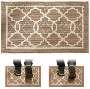 Non-Slip Absorbent Washable Doormat for Entryway Home Kitchen Garage Laundry, Khaki, 50x80cm