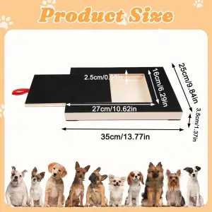 Dog Scratch Board for Nails with Treat Compartment, Self File Nail Grinder Alternative to Nail Clippers, Wooden Paw Scratcher Furniture Protector for Dogs, Black, 35 x 25 x 3 cm