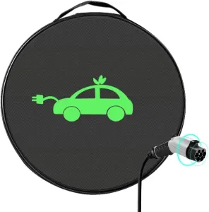 EV Charging Cable Storage Bag, Waterproof Charging Cable Organizer with Handle for Electric Car Trunk, 37cm, Black