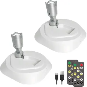 2 Pack Rechargeable LED Wall Lamp Wireless Spotlight with Remote Control, 3 Color Temperatures Accent Lighting for Picture and Plant, White