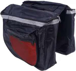 Double Bike Pannier Bag, Rear Rack Bag with Reflective Stripes, Waterproof Bicycle Luggage Bag with Mesh Pocket, Red