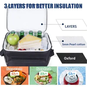 Insulated Lunch Bag, Leakproof Cooler Bag for Adults, Portable Crossbody Lunch Box for Work School Picnic Travel, Royal Blue