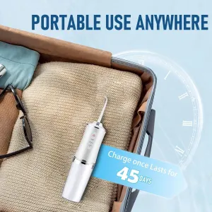 4 Jet Tips Water Flosser for Teeth, Portable Rechargeable Electric Oral Irrigator, IPX7 Waterproof for Home and Travel, White
