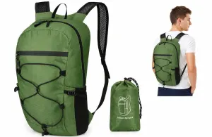 Foldable Backpack, Ultralight Water-Resistant Hiking Backpack with Storage Pouch for Travel and Sports, Green