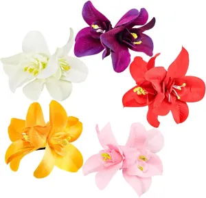 5 Colors Flower Hairpin, Artificial Tropical Orchid Hair Clip, Hawaiian Flower Hair Accessories for Women and Girls, Bridal Seaside Holiday