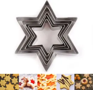 5 PCS Star Cookie Cutter Set, Stainless Steel Biscuit Cutters for Baking Decoration