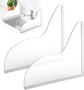 2 Pcs Shower Splash Guard, Self Adhesive Acrylic Bathtub Corner Water Guard for Preventing Water from Splashing Out