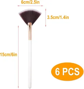 6 Pcs Fan Brush Face Mask Brush Applicator, Soft Makeup Brush for Masks Serums Peels Facials and Highlighter, Esthetician Supplies