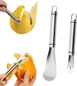2 Pack Orange Peeler Tool, Stainless Steel Citrus Peel Cutter Grapefruit Knife Lemon Slicer Fruit Peeler Kitchen Gadget