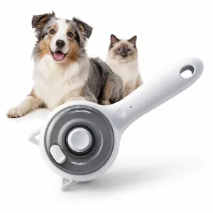 Pet Spray Grooming Brush for Cats and Dogs, Rechargeable Self Cleaning Slicker Brush with Fine Mist, 30ml Water Tank, 500mAh Battery, One Click Fur Release, Type-C Charging – White