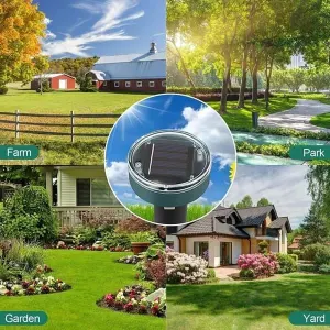 Solar Ultrasonic Mole Repeller 4 Pack, IP65 Waterproof Sonic Mole Vole Gopher Deterrent, Solar Powered Ground Stake Rodent Repellent for Yard Garden Lawn Outdoor Pest Control