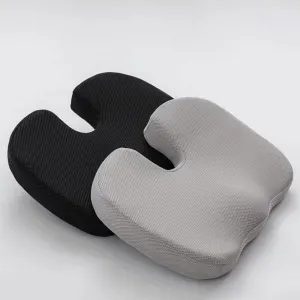Black Ergonomic U‑Shaped Memory Foam Seat Cushion, Tailbone Relief & Posture Support with Breathable Cover