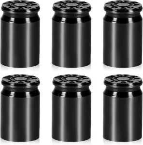 6 Pcs Bullet Tire Valve Stem Caps, Aluminum Alloy Car Tire Valve Caps, Universal Tire Air Cap for Cars, SUV, Trucks, Bikes, Motorcycles, Bicycles (Black)