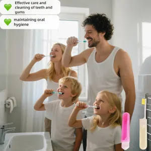Travel Toothbrush Set for Family – 3 Mini Foldable Toothbrushes with Detachable Heads, Compact 4.53″ Design, Medium Bristles, Portable for Road Trips & Air Travel(Orange/Yellow/Pink)