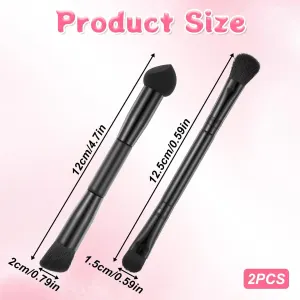 2 Pcs Dual Ended Hairline Brushes, Hairline Concealer Brush Set with Sponge Tip and Soft Bristles for Covering Hair Root Travel Makeup Brush Set for Concealer, Contour, Root Touch Up