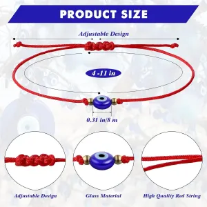 30 Pcs Evil Eye Bracelets Red String Protection Bracelets Adjustable Evil Eye Red Rope Knot Strand Anklets Kabbalah Mal De Ojo Luck Jewelry for Women Men