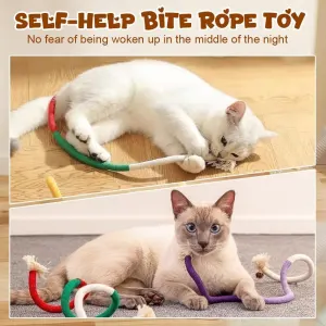 Cat Chew Rope Toy,Interactive Cat Toys for Indoor Cats,Catnip Toys for Bored Indoor Adult Cats,Cat Enrichment Toys,Teeth Cleaning Toy for Kittens All Breeds 23.6in (Purple)