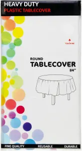 48 Round Tablecloths -BPA- Free Plastic, 84 inch, Dining Table Cover, White