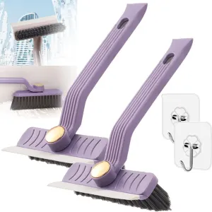 Multi-Function Rotating Crevice Cleaning Brush, 360° Rotating No Dead Corners Crevice Gap Brush Hard Bristle Crevice Gap Cleaning Brush, Household Cleaning Tool for Kitchen Bathroom (2, Purple)