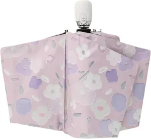 Women's Purple Floral Auto-open Sun & Rain Umbrella, UV Protection Compact Travel Umbrellas UPF 50+ with Cover Bag