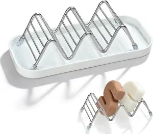 Shower Soap Shampoo Bar Holder, Stainless Steel Self Draining Bathroom Soap Dish Holder with Water Tray, Shower Caddy for Shampoo Bars, Conditioner Bars & Soap (7.4"×3.2")