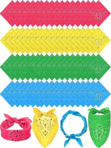72 Pieces Paisley Bandanas Bulk Cowboy Paisley Bandanas Unisex Head Wrap Scarf for Western Party Costume