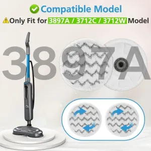 6 Pack 3897A / 3712 Rotating Steam Mop Pads Replacement or Bissell SpinWave SmartSteam Scrubbing Steam Mop Cleaner [Models 3897A/3712 ONLY], Washable Reuseable Reill Pads