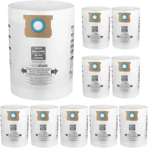 10 PCS Vacuum Bags Replacement or Shop Vac Bags 10-14 Gallon,Type 90662 9066200 9066233; Type I 90672 9067200 9067233; V2005, High Eiciency Disposable ine Dust Collection Vacuum ilter Bags