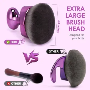 Blend & Blur Extra Large Body Kabuki Brush & Sel Tanner Brush – or Body Makeup & oundation – Blending Applicator or Sel Tanning – Durable Vegan Bristles – with Cleaning Mat (Purple -Mat)