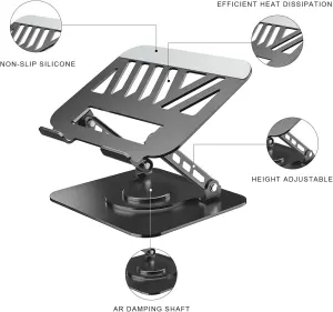 Adjustable Laptop Stand or Desk, Dual oldable Computer Riser with Heat-Vent, Ergonomic Sit to Notebook Holder Convertor, Compatible with All 10-16″ Laptops, Tablets, Black