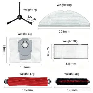 Replacement Accessory Kit Compatible with Roborock G10S S7 MaxV Ultra – 11-in-1 Maintenance Set with Main Brush Self-Cleaning Brush Side Brushes Filters Mop Pads Dust Bags Cleaning Brush