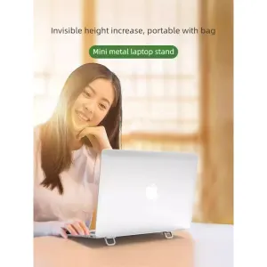2‑Pack One‑Level Foldable Laptop Stand Invisible Portable Notebook Cooling Feet with Nano Adhesive for Desk Use-Silver