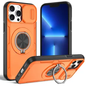 2-in-1 Magnetic Sliding Lens Case, Orange for iPhone 13