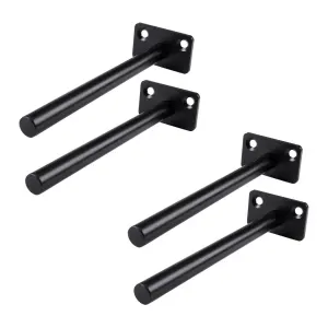 4 PCS Hidden Floating Shelf Bracket Round Wall Mount Shelf Supports Invisible Fixed Floating Holder A 01 2 Holes Black 150mm