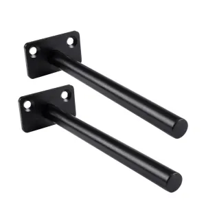 4 PCS Hidden Floating Shelf Bracket Round Wall Mount Shelf Supports Invisible Fixed Floating Holder A 01 2 Holes Black 150mm