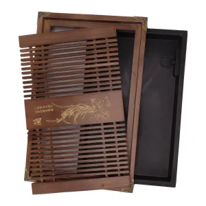 Kungfu Tea Tray Chinese Gongfu Tea Tray Drainage Water Storage Wood Tea Table with Drain Pipe Light Black Orchid