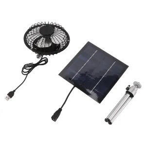20W Solar Panel Fan Portable Solar Panel Powered USB Fan with Bracket for Camping Fishing Travel