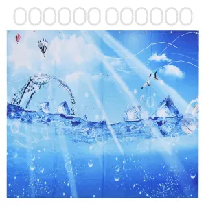 Shower Curtain Polyester Fiber Waterproof Colorful Printing with 12pcs Hook for Home Bathroom150x180cm