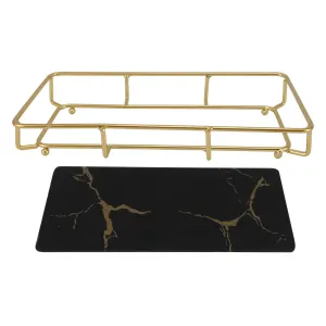Bathroom Vanity Tray Modern Stylish Anti Slip Kitchen Sink Countertop Storage Organizer S Black
