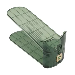 Shoe Slots Organizer Double Layer Shoe Rack Adjustable Saving Space Shoe Stack for Closet Cabinet Green