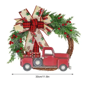 Red Truck Christmas Wreath Fall Wreath for Front Door Decorations for Farmhouse Autumns Harvest Halloween Thanksgiving