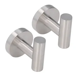 2Pcs Brushed Stainless Steel Bathroom Towel Robe Hook Round Wall Holder Hooks Hanger for Clothing Towel