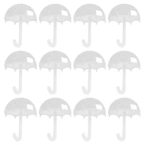 12pcs Umbrella Shaped Candy Box Portable Cute Exquisite Plastic Packaging Gift Box for Birthday PartyWhite