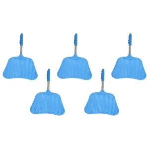 5Pcs Fly Swatter Blue Lightweight Flexible Convenient Thickened Fly Racket with Retractable Rod